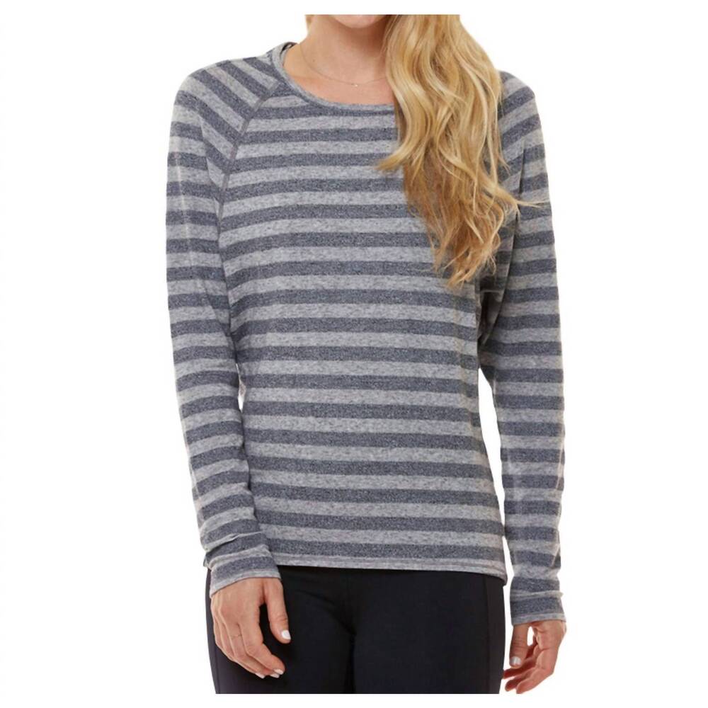 NEW SHAPE ACTIVE stripe long sleeve tee in heather grey stripe
